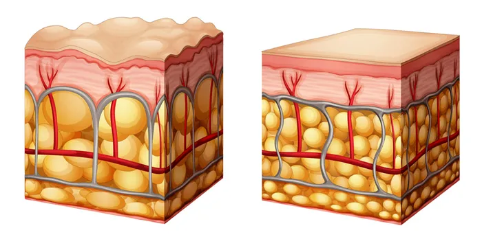 Кожа с целлюлитом и без